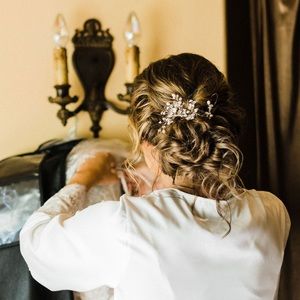 Hair comb - silver, pearl, crystal